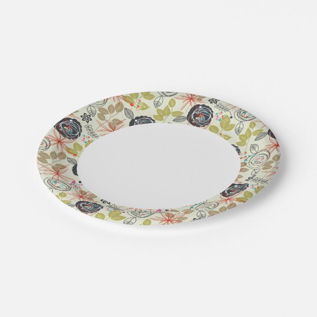 Floral background 2 paper plates (Angled)