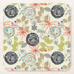 Floral background 2 square paper coaster