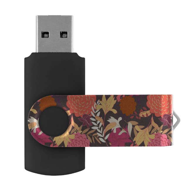 Floral background 2 USB flash drive (Opened)
