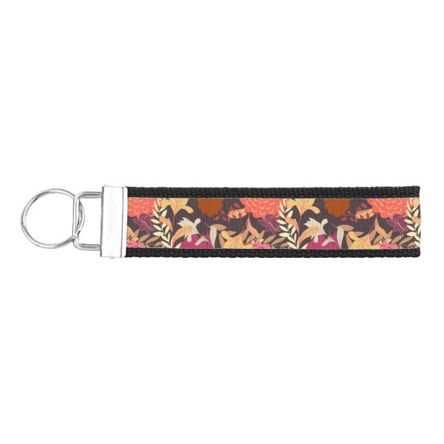 Floral background 2 wrist keychain (Keys on Left)