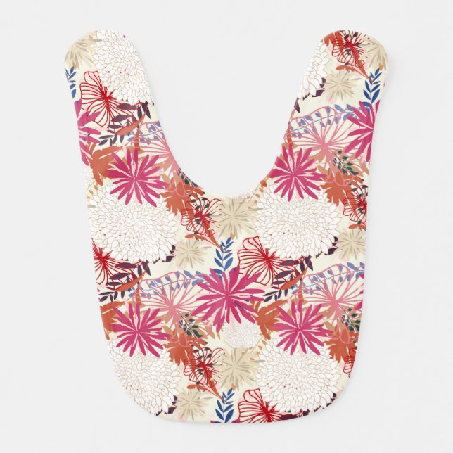 Floral background 3 baby bib (Front)