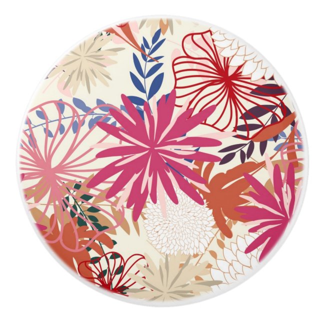 Floral background 3 ceramic knob (Front)