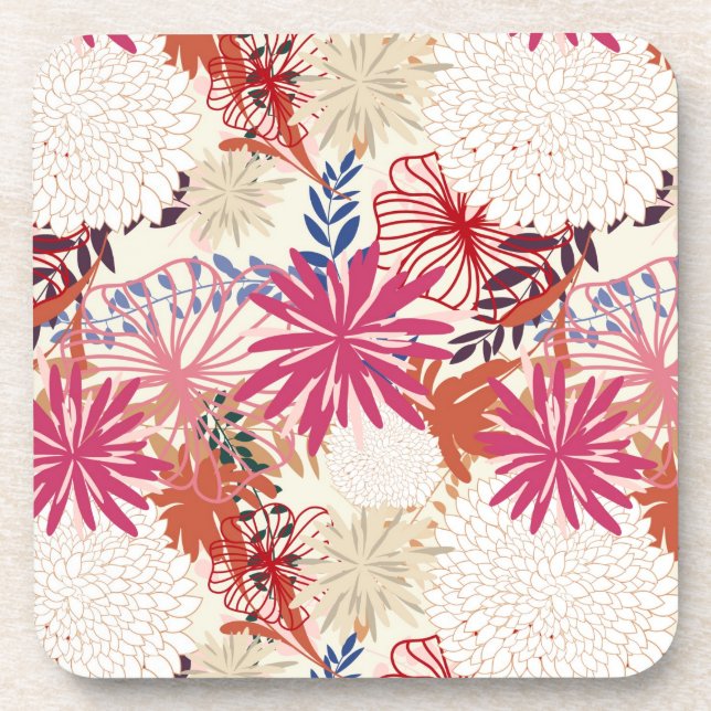 Floral background 3 drink coaster (Front)