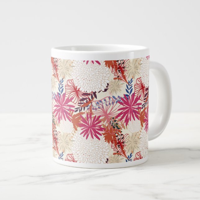 Floral background 3 large coffee mug (Front Right)