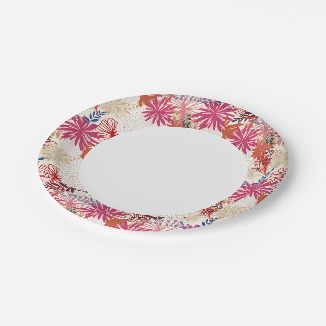 Floral background 3 paper plates (Angled)