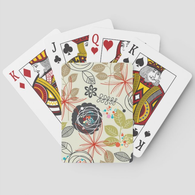 Floral background 3 poker cards (Back)