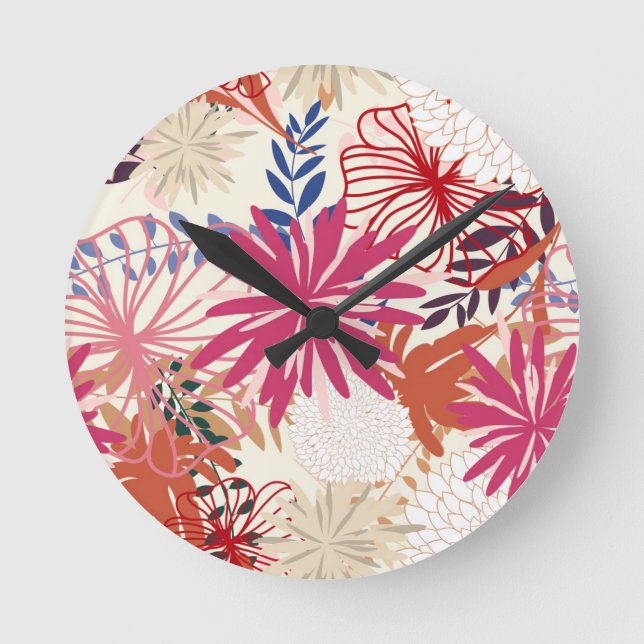 Floral background 3 round clock (Front)