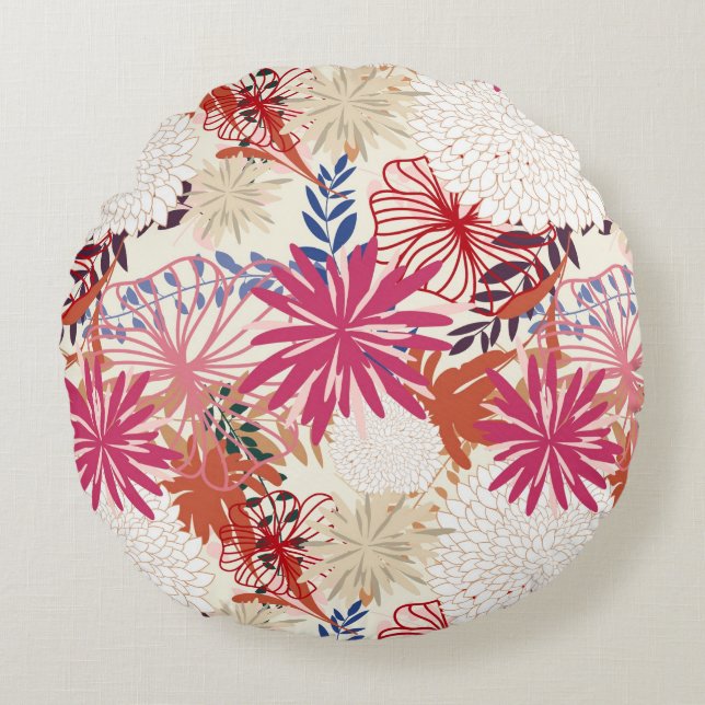 Floral background 3 round pillow (Front)