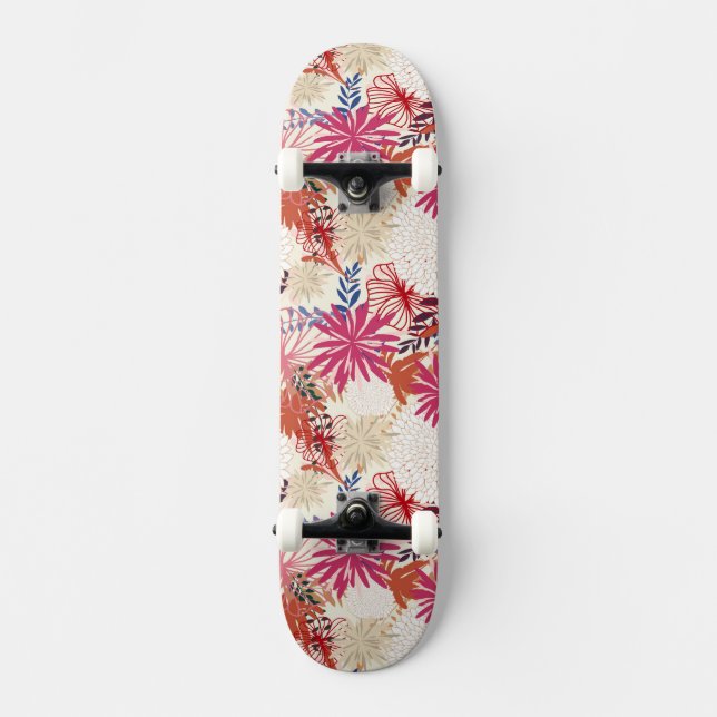 Floral background 3 skateboard deck (Front)