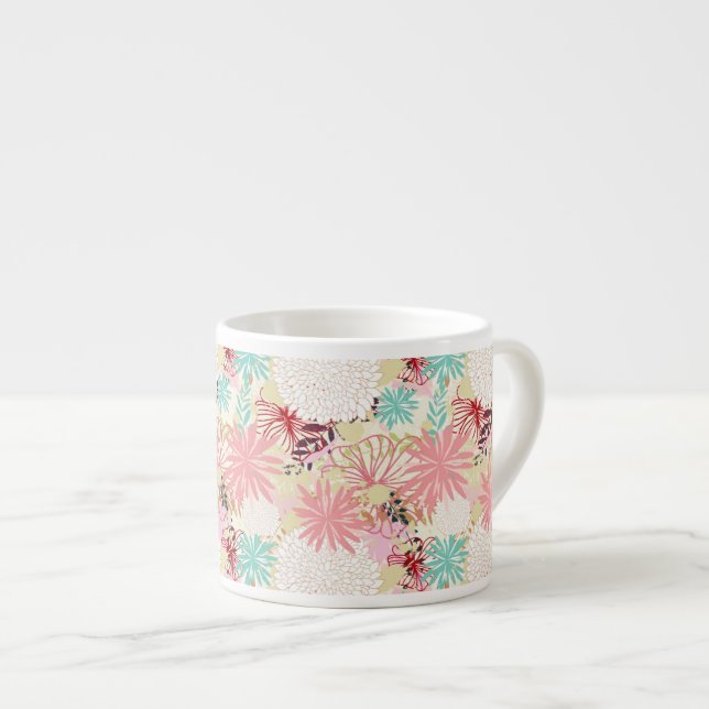 Floral background 4 espresso cup (Front Right)