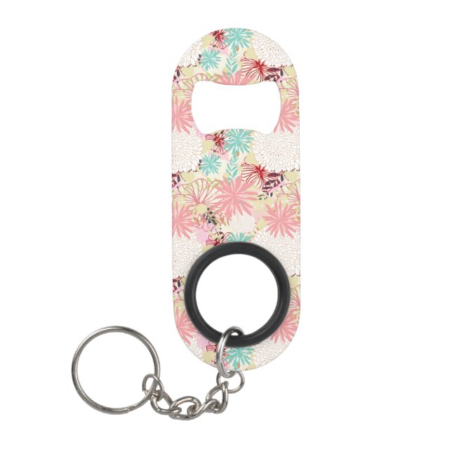 Floral background 4 keychain bottle opener (Front)