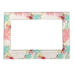 Floral background 4 magnetic photo frame