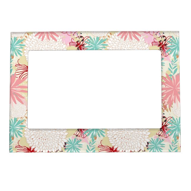 Floral background 4 magnetic photo frame (Front)