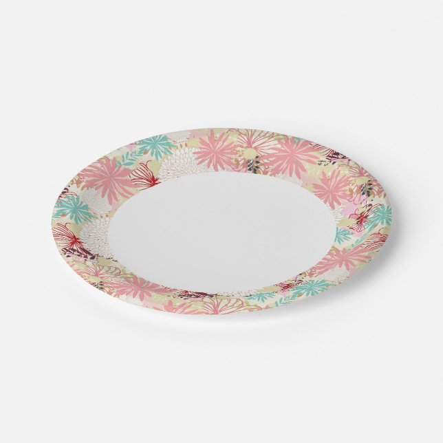 Floral background 4 paper plates (Angled)