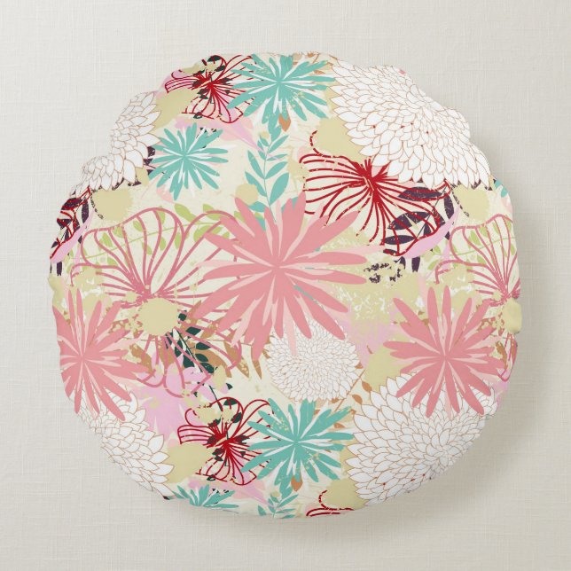 Floral background 4 round pillow (Front)