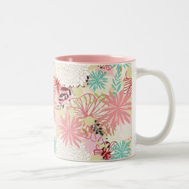 Floral background 4 Two-Tone coffee mug (Right)