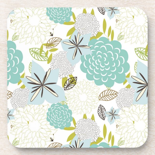 Floral background 5 drink coaster (Front)