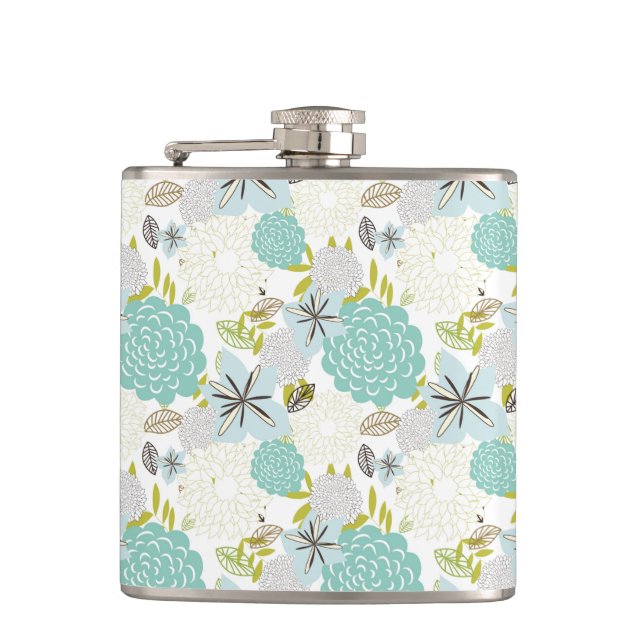 Floral background 5 hip flask (Front)