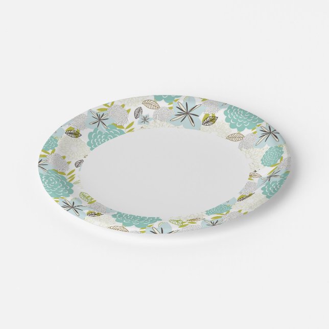 Floral background 5 paper plates (Angled)