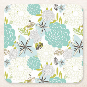 Floral background 5 square paper coaster