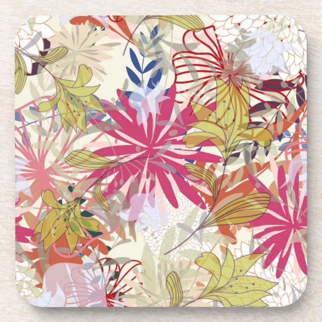 Floral background 6 beverage coaster (Front)