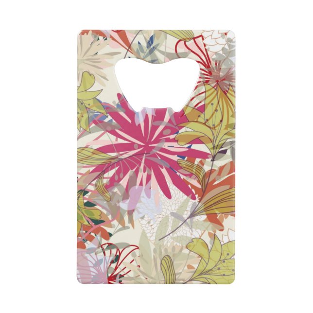 Floral background 6 credit card bottle opener (Front)