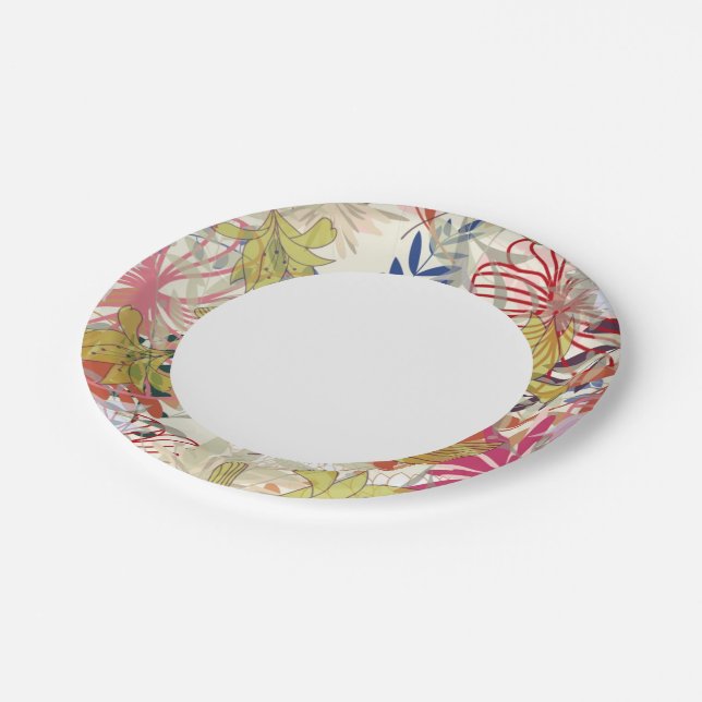 Floral background 6 paper plates (Angled)