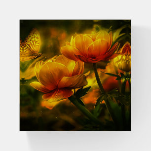Floral Background And Butterfly Paperweight