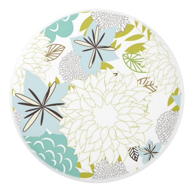 Floral background ceramic knob (Front)
