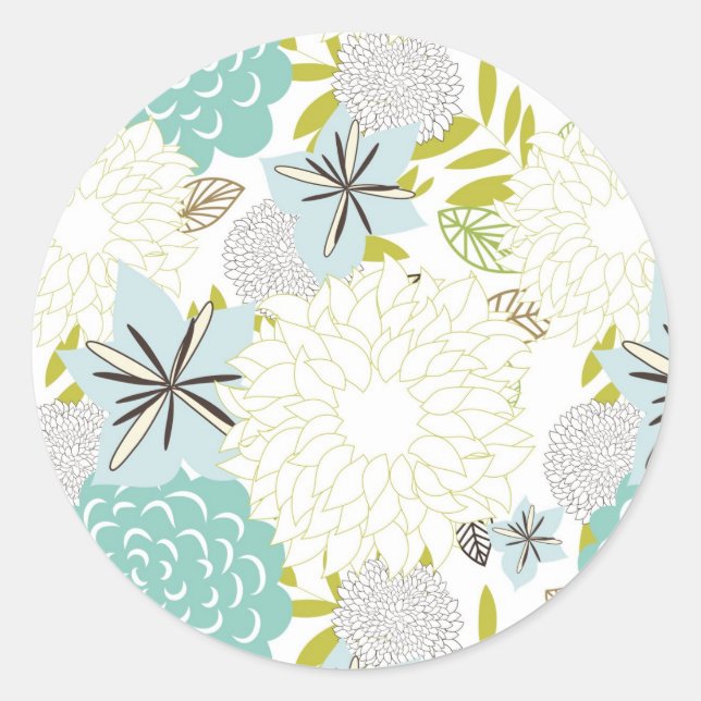 Floral background classic round sticker (Front)