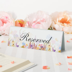 Floral Background Custom Text Reserved Table Tent