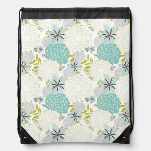 Floral background drawstring bag