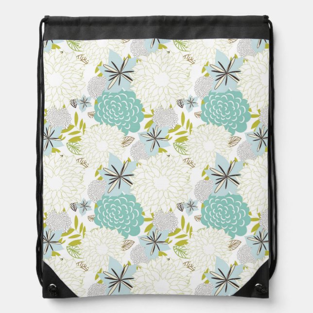 Floral background drawstring bag (Front)