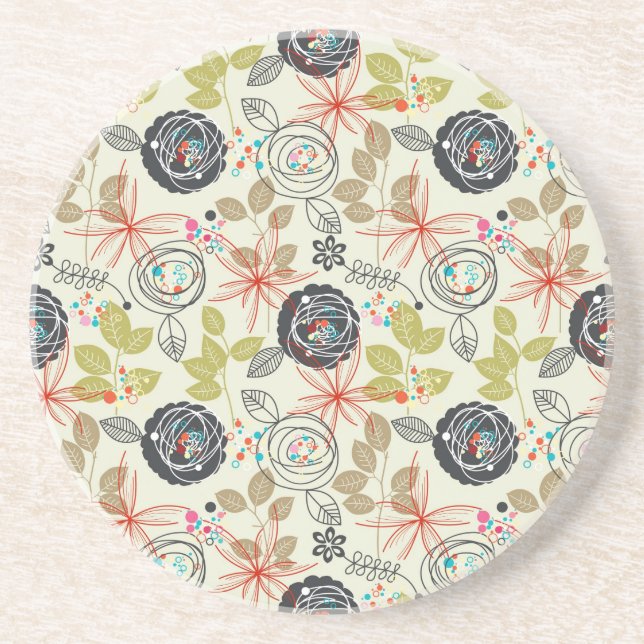 Floral background drink coaster (Front)