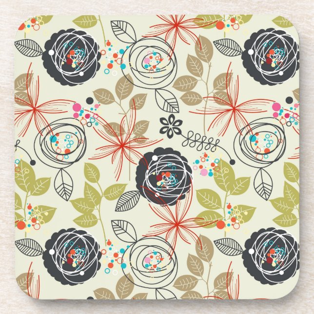 Floral background drink coaster (Front)