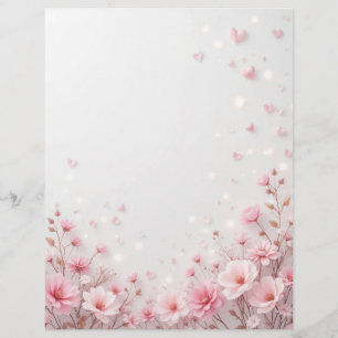 Floral background for a paper letter, for Valentin