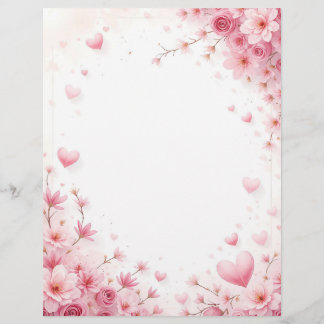 Floral background for a paper letter, for Valentin