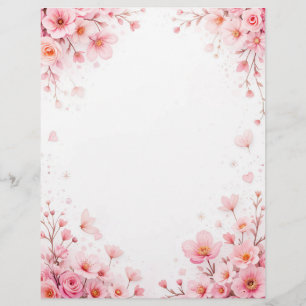 Floral background for a paper letter, for Valentin