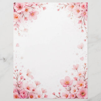 Floral background for a paper letter, for Valentin