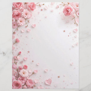 Floral background for a paper letter, for Valentin