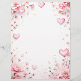 Floral background for a paper letter, for Valentin