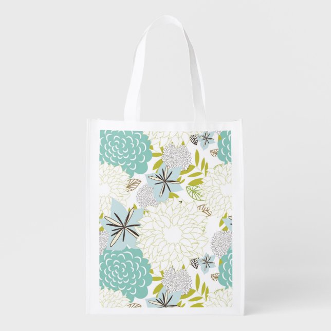 Floral background grocery bag (Front)