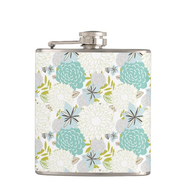 Floral background hip flask (Front)