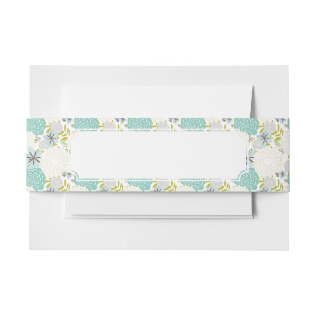 Floral background invitation belly band (Front Example)