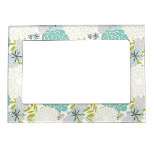 Floral background magnetic photo frame