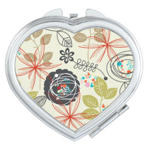 Floral background mirror for makeup