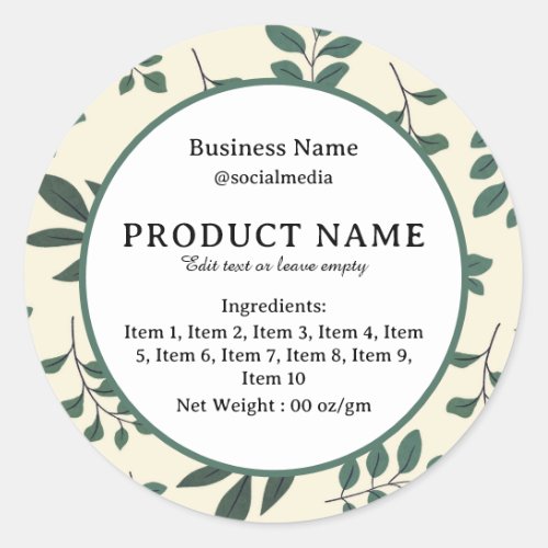 Floral Background Modern Ingredients Product Label