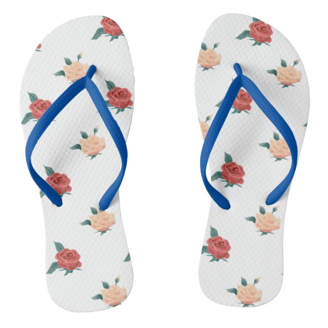 Floral background of roses flip flops (Footbed)