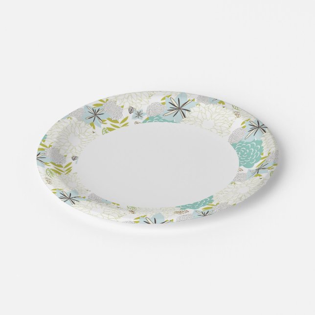 Floral background paper plates (Angled)