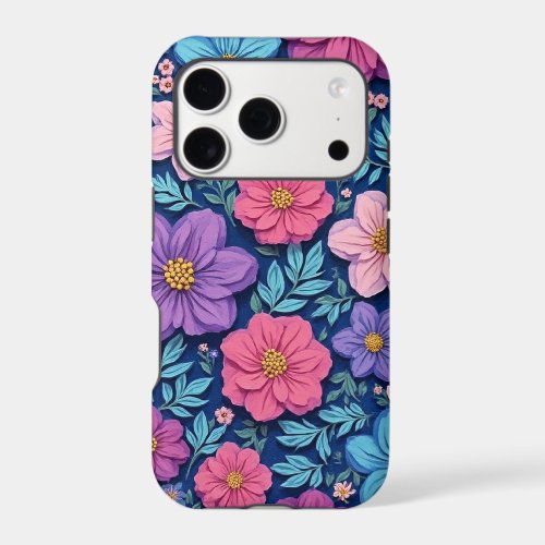 Floral background, pink and purple, iPhone 17 pro case